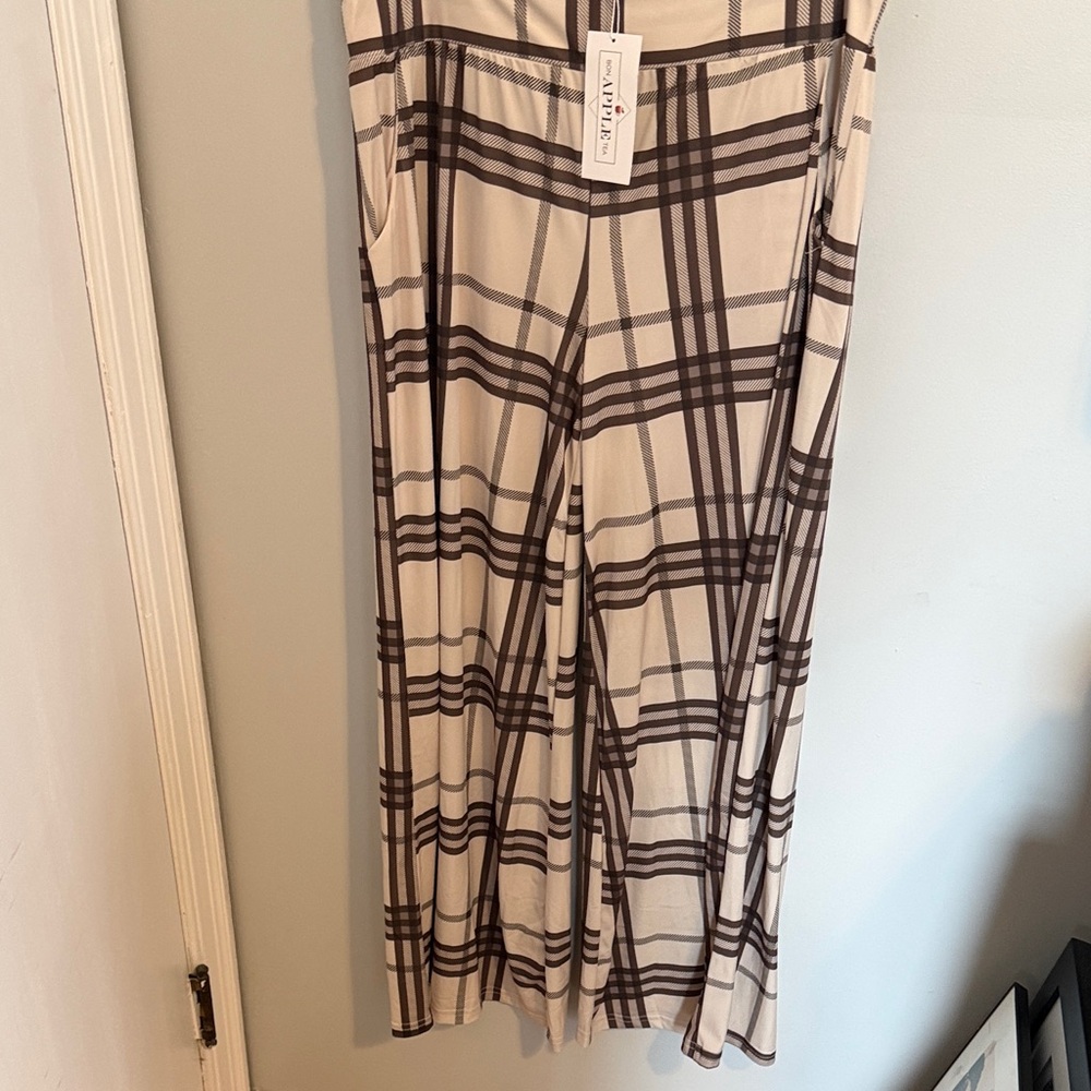 Plaid Wide-Leg Pants